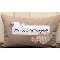 Muttertagsgeschenk, Kissen, Kissenbezug+Kissen Mamas Lieblingsplatz Beige/Braun 30x50cm von Ammerkind