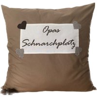 Opa Geschenk, Landhausstil Kissenhülle, Kissenbezug Opas Schnarchplatz Beige/Braun 40x40cm von Ammerkind