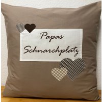 Vatertagsgeschenk, Landhausstil Kissenhülle, Kissenbezug Papas Schnarchplatz Beige 40x40cm von Ammerkind