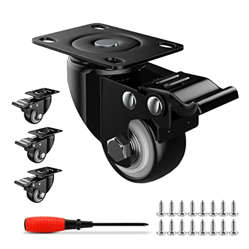 40 mm Lenkrollen, Schwerlastrollen mit 180 Kg Last, Möbelrollen Doppel-Verriegelung mit 360-Grad-Rotation, keine Spuren & Leise Verriegelnde Lenkrolle 4er-Set mit Schrauben von Amminle