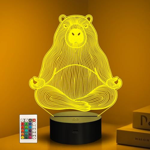 Ammonite Capybara Nachtlicht, Meditierendes Wasserschwein 3D Lampe 16 Farben wechselnd mit Fernbedienung und Timer, Raumdekoration Lichter Geburtstag Weihnachten Geschenke für Kinder Erwachsene Ammonite Capybara Nachtlicht, Meditierendes Wasserschwein 3D Lampe 16 Farben wechselnd mit Fernbedienung und Timer, Raumdekoration Lichter Geburtstag Weihnachten Geschenke für Kinder Erwachsene von Ammonite