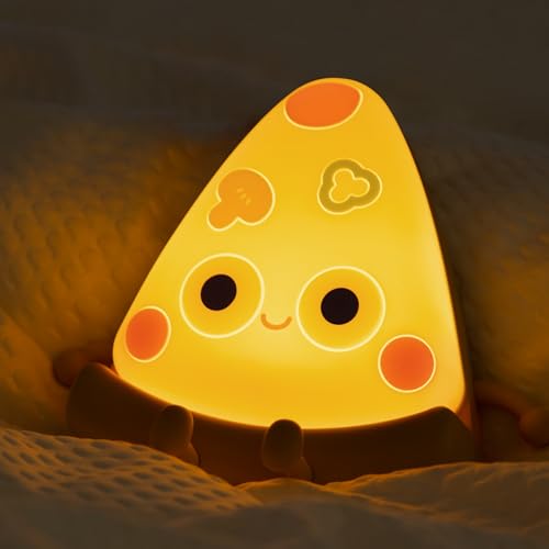 Ammonite Pizza Geschenk, Kinderzimmer Nachtlicht, niedliche Pizza Lampe für Kinder, weiches Silikon Nachtlicht USB Touch Kinder Dekor als Weihnachten Geburtstag Geschenke für Jungen von Ammonite