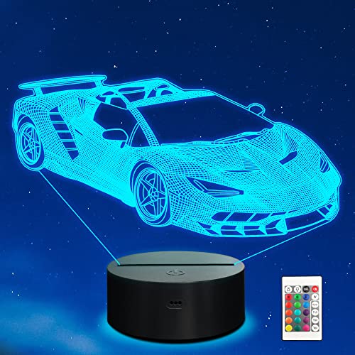 Ammonite Rennwagen Geschenke,3D Auto Car lampe mit Fernbedienung 16 Farben ändern und Timing-Funktion, Auto Party Supplies Urlaub Weihnachten Geburtstagsgeschenke für Kinder Kind Teen von Ammonite