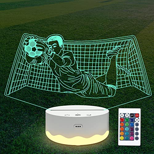 Fußball geschenke für Jungen, cooles Fußballtorwart, Nachtlicht 3D optische Illusion, LED-Lampe mit Fernbedienung 16 Farben, wechselnde Fußball, Geburtstag für Sport Fan, Mädchen, Mann von Ammonite