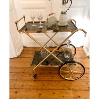 Attraktiver Ital. Cesare Lacca Barwagen/Servierwagen Teewagen Mit Murano-Glasplatten Neoklassizismus. Vintage & Nostalgisch von AmnaInterior