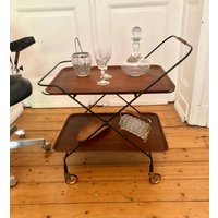 Original Mid-Century Swedish String Teak Servierwagen Teewagen Jie Gantofta. Zeitloses Kult Vintage Klapptisch Design Sehr Chic von AmnaInterior