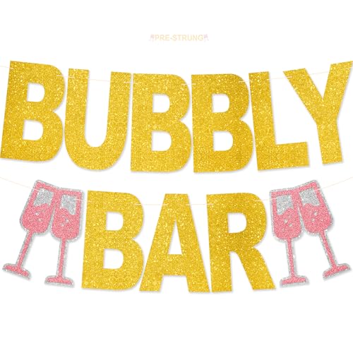 Bubbly Bar Banner – vorbespannte Bubbly Bar Dekorationen Bubbly Bar Schild Glitzer Brautdusche Party Supplies von Amnbrei