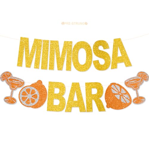 Mimosen-Banner – vorbespannte Mimosen-Bar-Schild, Mimosen-Party-Dekorationen für Brautparty, Partyzubehör, Glitzer Mimosen-Banner – vorbespannte Mimosen-Bar-Schild, Mimosen-Party-Dekorationen für Brautparty, Partyzubehör, Glitzer von Amnbrei
