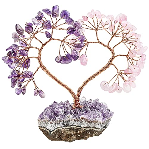 Amogeeli Handgefertigter Kristallbaum in Herzform mit rohem Amethyst, Baumschmuck für Hochzeit von Amogeeli