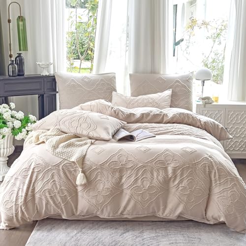 Amolavet Boho Bettwäsche 200x200 3teilig Set Beige Getuftet Vintage Blümchen aus Weich Bügelfreie Gebürstetem Mikrofaser - Boho Deko Sommer Bettwäsche 200x200 für Doppelbett Amolavet Boho Bettwäsche 200x200 3teilig Set Beige Getuftet Vintage Blümchen aus Weich Bügelfreie Gebürstetem Mikrofaser - Boho Deko Sommer Bettwäsche 200x200 für Doppelbett von Amolavet