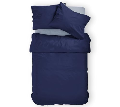Amolavet Sommer Bettwäsche 155x220 2teilig Set Blau aus Gebürstetem Mikrofaser Sommerbettwäsche 155x220 Bettbezug 155 X 220 + Kissenbezüg 80x80 Mit Reißverschluss für Einzelbett von Amolavet