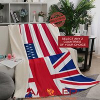 Double Country/Nation Half & Flag Sherpa | Polyester -Imitation Wool Blanket - Customisable | Select Any 2 Countries Of Your Choice von Amolep