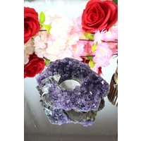 Amethyst Teelichthalter Mit Calcit | Ath32 von Amonerals