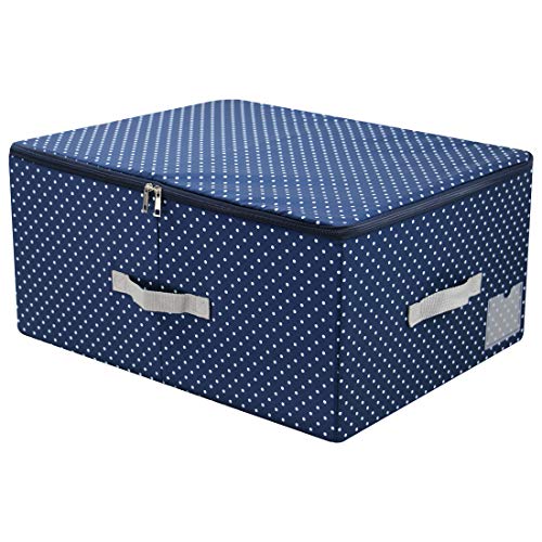 Amonsen Waschbare stapelbare Aufbewahrungsbox mit Deckel, zusammenklappbare Aufbewahrungsbehälter für Kleidungsstücke, Marineblau 54 * 42 * 26 cm von Amonsen