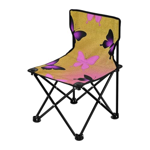 Amooorous Animal Butterfly Gold Magenta Gradient Packable Campingstühle für Erwachsene Ultraleichter Wanderstuhl mit Tragetasche für Wandern Rasen von Amooorous