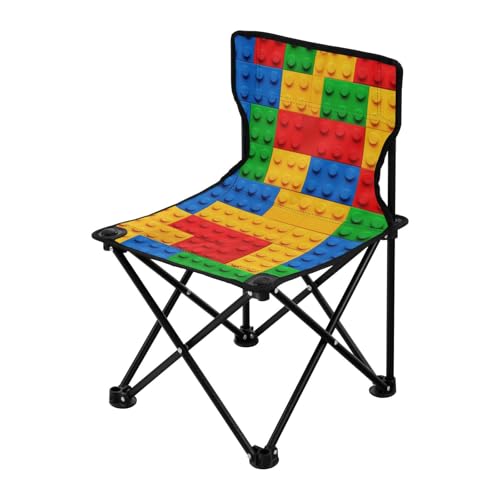 Amooorous Bausteine, bunte faltbare Campingstühle für Erwachsene, ultraleicht, Strandkorb-Rucksack mit Tragetasche zum Angeln im Freien von Amooorous