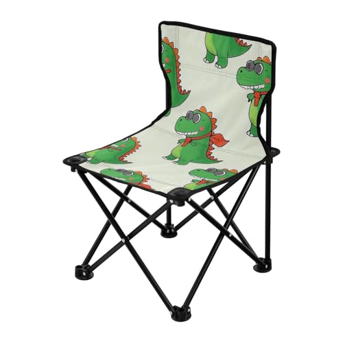 Amooorous Beige Cartoon Sonnenbrille Dinosaurier Silhouette Packbar Ultraleicht Campingstuhl Ultraleicht Strandkorb Rucksack mit Tragetasche für Angeln Sport von Amooorous