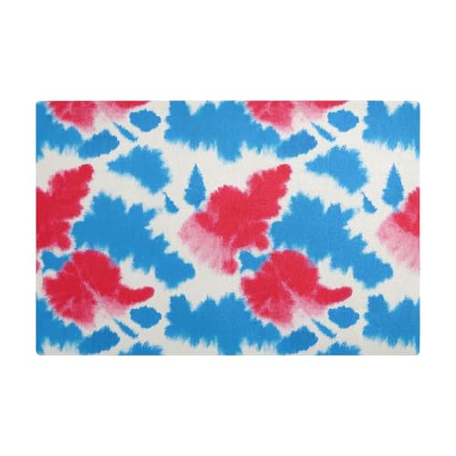 Amooorous Blaue und rote Batik-Kaffeematten für Arbeitsplatte, Leder, wasserabsorbierende Matte unter der Kaffeemaschine für Arbeitsplatte Amooorous Blaue und rote Batik-Kaffeematten für Arbeitsplatte, Leder, wasserabsorbierende Matte unter der Kaffeemaschine für Arbeitsplatte von Amooorous