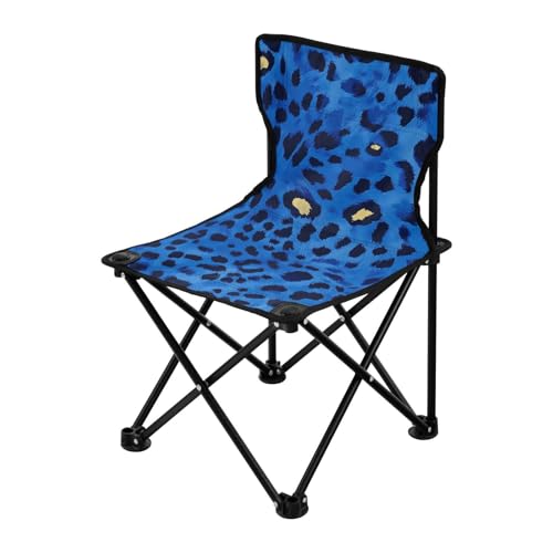 Amooorous Blue Leopard Kompakter Ultraleichter Campingstuhl Ultraleichter Eisangelstuhl mit Rückenlehne Inklusive Tragetasche für Picknick Camp von Amooorous