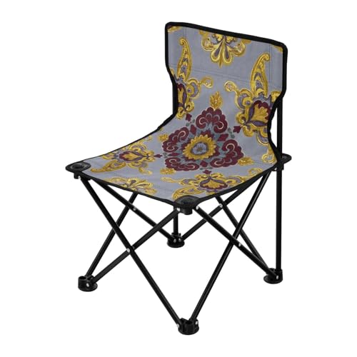 Amooorous Bohemia Retro Fashion Flower Paisley Red Gold Folding Ultralight Camping Chair Ultralight Folding Chairs with Carrying Bag for Concert Camping Amooorous Bohemia Retro Fashion Flower Paisley Red Gold Folding Ultralight Camping Chair Ultralight Folding Chairs with Carrying Bag for Concert Camping von Amooorous