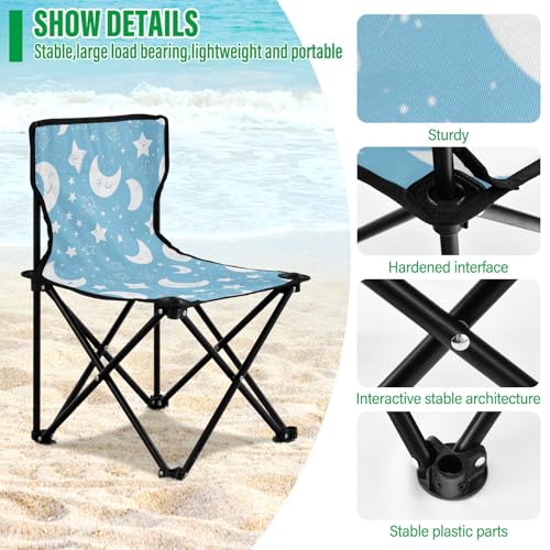 Amooorous Boho Blue Simple Foldable Youth Camping Chair Ultra Lightweight Ice Fishing Chair Carry Bag Included for Outdoor Camp von Amooorous