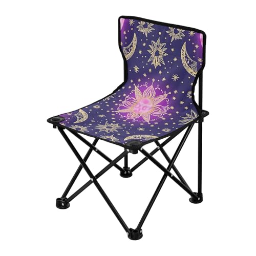 Amooorous Boho Purple Mystery Moon Packable Heavy Duty Campingstühle Leichter Strandkorb inkl. Tragetasche für Indoor Camp von Amooorous