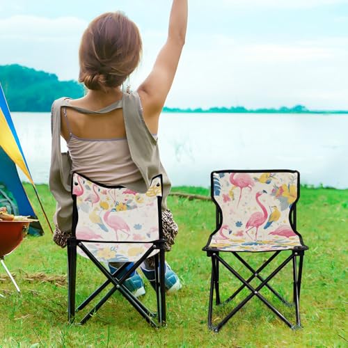 Amooorous Campingstühle mit rosa Flamingos, gelben Blumen, verstaubar, robust, leicht, mit Tragetasche, für Konzert, Picknick Amooorous Campingstühle mit rosa Flamingos, gelben Blumen, verstaubar, robust, leicht, mit Tragetasche, für Konzert, Picknick von Amooorous