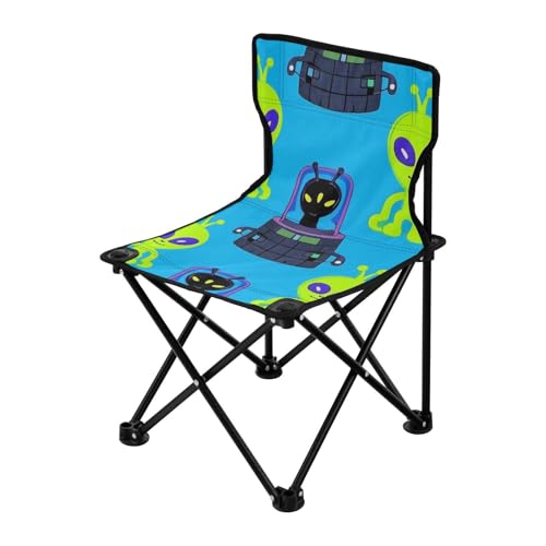 Amooorous Cartoon Cute Green Aliens Faltbarer Campingstuhl für Erwachsene Ultraleicht Kompakt Klappstuhl mit Tragetasche für Sport Outdoor von Amooorous