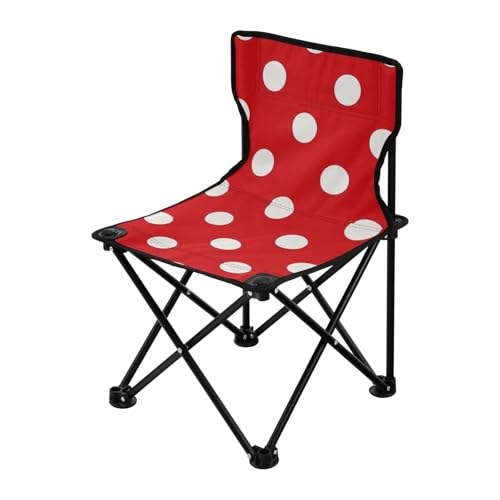 Amooorous Cartoon Dot Red Faltbarer Ultraleicht Campingstuhl Ultraleicht Rucksack Strandstühle für Erwachsene Inklusive Tragetasche für Outdoor Sport von Amooorous