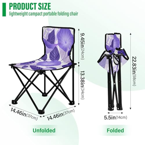 Amooorous Cartoon Lila Morning Glory Blumen Vögel Faltbare Campingstühle für Erwachsene Ultraleicht Faltbare Stühle mit Tragetasche für Eisangeln im Freien von Amooorous