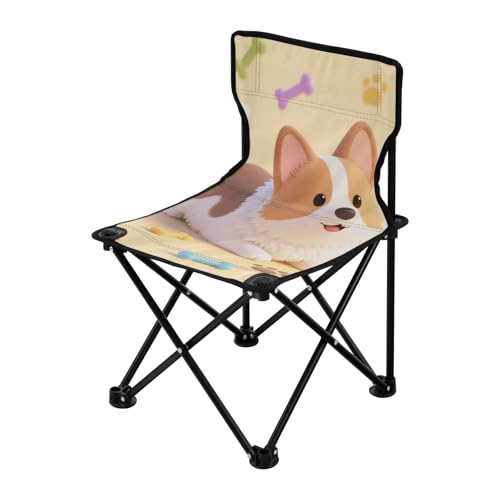 Amooorous Chibi Animal Dog Faltbarer Campingstuhl Ultraleicht Tragbarer Klappstuhl inkl Tragetasche für Camping Outdoor von Amooorous