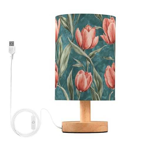 Amooorous Chic Flower Flower Teal and Red Night Table Lamps, Travel Night Light for End Table Lamp for Study for Study for Small Spaces lámparas de mesa y buró Amooorous Chic Flower Flower Teal and Red Night Table Lamps, Travel Night Light for End Table Lamp for Study for Study for Small Spaces lámparas de mesa y buró von Amooorous