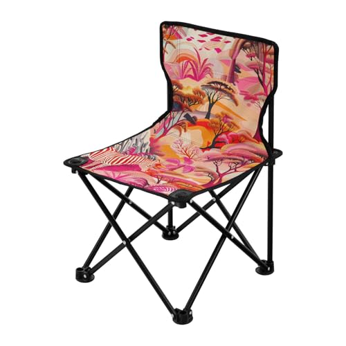 Amooorous Dschungeltiertiere, hellrosig, beige, cremefarben, kompakter Campingstuhl, ultraleichter Rucksack, Strandkörbe für Erwachsene, Tragetasche, für Reisen, Reisen von Amooorous