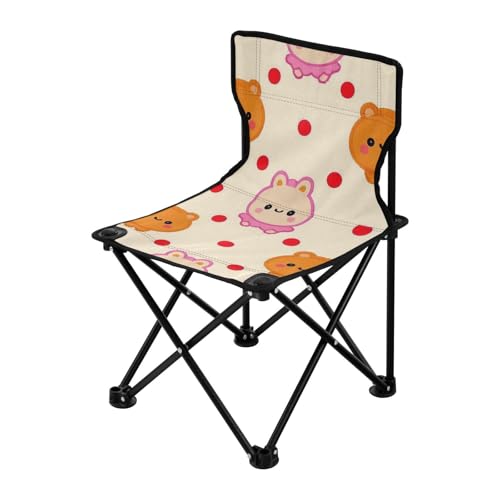 Amooorous Faltbarer Campingstuhl mit Cartoon-Motiv, orange-rosa, Monster, leicht, tragbar, mit Tragetasche, für Picknicks im Freien von Amooorous