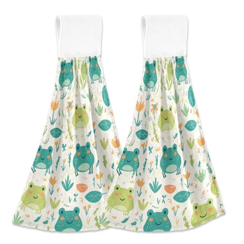 Amooorous Fresh Spring Süße Frösche grünes dekoratives Handtuch mit Aufhängeschlaufe Badezimmer 2 Stück Mikrofaser Yoga Handtücher Geschirrtücher weiß Amooorous Fresh Spring Süße Frösche grünes dekoratives Handtuch mit Aufhängeschlaufe Badezimmer 2 Stück Mikrofaser Yoga Handtücher Geschirrtücher weiß von Amooorous