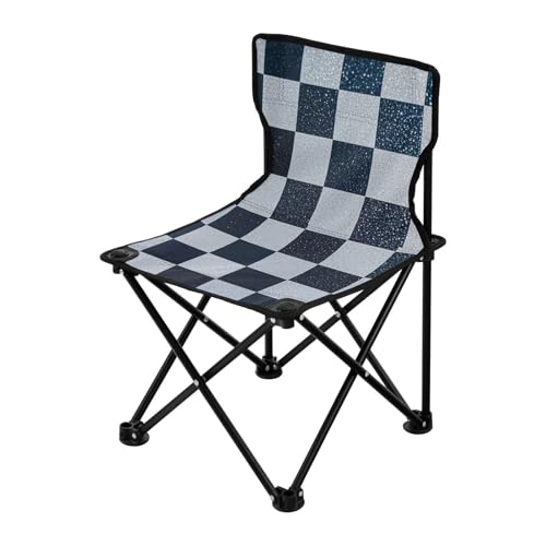 Amooorous Gefälschte Glitzer-Schachbrettquadrate, weiß, marineblau, Campingstühle für Erwachsene, ultraleichter Rucksack, Strandkörbe für Erwachsene, mit Tragetasche für Eisfischen, Reisen von Amooorous
