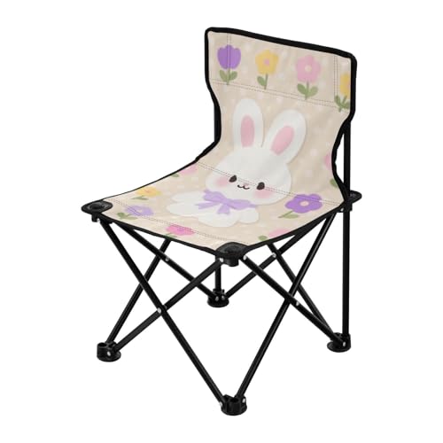 Amooorous Niedlicher Cartoon-weißer Hase, faltbar, ultraleicht, Campingstuhl, ultraleicht, Strandkörbe für Erwachsene, Tragetasche im Lieferumfang enthalten, für Rasen und Innenbereich von Amooorous