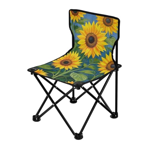 Amooorous Ölgemälde Feeling Gelb Sonnenblume Faltbarer Ultraleichter Campingstuhl Ultraleichter Tragbarer Stuhl mit Tragetasche für drinnen und draußen von Amooorous