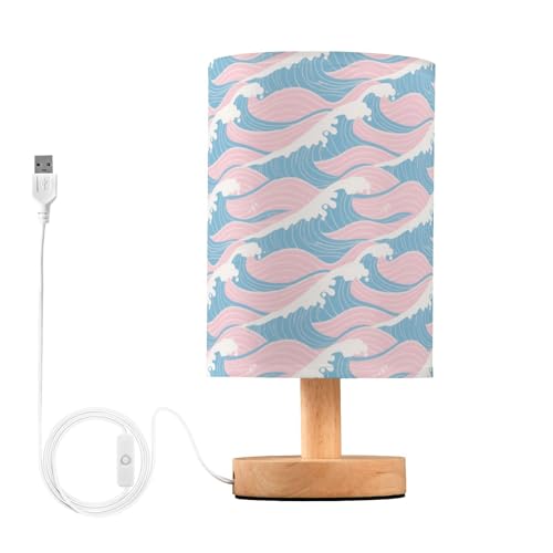 Amooorous Pink Blue Japanese Waves Modern Table Lamps Night Lampsnight Light for Hurricane Table Lamp for Study Warm Light lamparas mesitas de noche von Amooorous