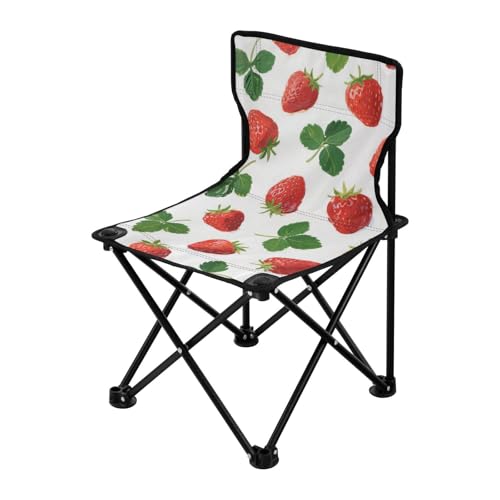 Amooorous Red Strawberry Mint Kompakter Campingstuhl Ultraleichte Faltbare Stühle Inklusive Tragetasche für Picknick Draußen von Amooorous