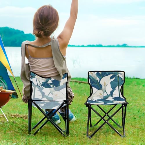 Amooorous Retro Calla Lilie Blumen Weiß Grün Kompakt Campingstühle Ultraleicht Angelstuhl Inklusive Tragetasche für Rasen Camping von Amooorous