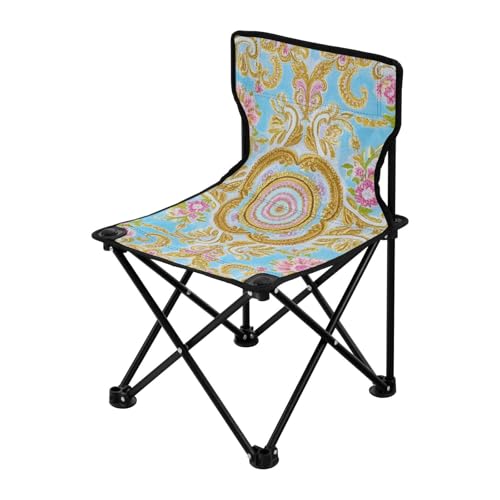 Amooorous Retro Fashion Flower Paisley Gold Blue Folding Camp Chairs for Adults Heavy Duty Ultralight Packable Chair Carry Bag Included for Outdoor Camp Amooorous Retro Fashion Flower Paisley Gold Blue Folding Camp Chairs for Adults Heavy Duty Ultralight Packable Chair Carry Bag Included for Outdoor Camp von Amooorous