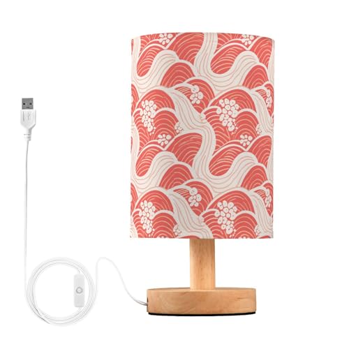 Amooorous Rote und weiße japanische Wellen Tisch Schreibtischlampe Schreibtischlampe für Badezimmerlampe fürs Studium Trendy lámparas de mesa de noche von Amooorous