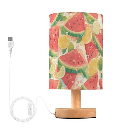 Amooorous Sommer Wassermelone Zitrone Rot Tischlampe Nachtlicht für Kinderzimmer für Esszimmer Tischlampe für Arbeitszimmer mit USB-Ladeanschluss lamparas de Noche von Amooorous