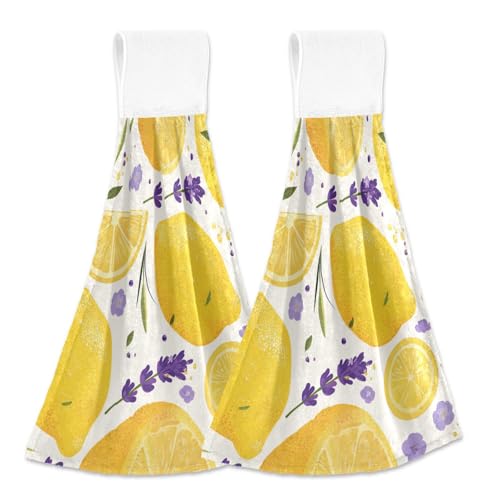 Amooorous Spring Lavender Lemons Fresh dekorative Hängeschlaufe Handtuch 2 Stück Waschlappen für Körperwaschlappen mit Aufhängeschlaufe Amooorous Spring Lavender Lemons Fresh dekorative Hängeschlaufe Handtuch 2 Stück Waschlappen für Körperwaschlappen mit Aufhängeschlaufe von Amooorous