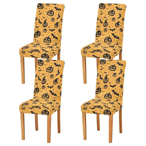 Amooorous Stuhlhussen-Set, 4er-Set, passend für Esszimmerstuhl, Party, Haustierschutz (4 x Ornamente, Pocu, Hallowen) von Amooorous
