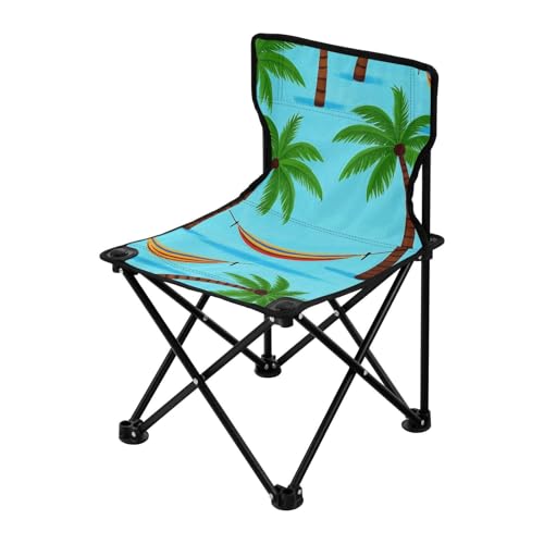 Amooorous Summer Blue Coconut Tree Hammock Folding Camping Chair Ultraleichter Stuhl Inklusive Tragetasche für Camp-Reisen von Amooorous