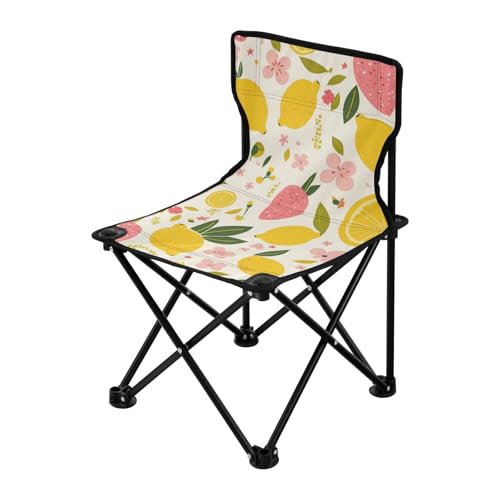 Amooorous Summer Fruits Retro Gelb Tragbarer Ultraleichter Campingstuhl Ultraleicht Faltbare Stühle Indoor Tragetasche Inklusive für Reisen Wandern von Amooorous