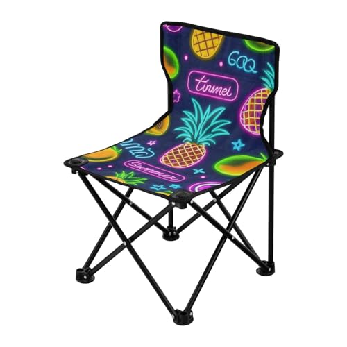 Amooorous Summer Neon Fruit Ananas Fruit Faltbare Campingstühle für Erwachsene Heavy Duty Ultraleicht Rasen Stuhl Inklusive Tragetasche für Camping Angeln von Amooorous