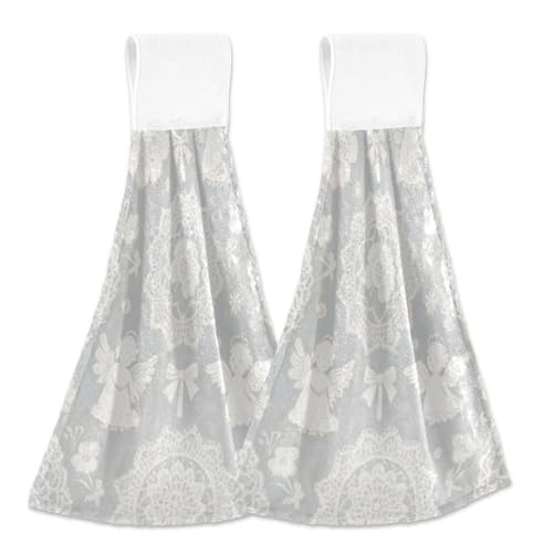 Amooorous Weiße Spitze Engel Blumen dekorative Handtücher mit Schlaufen Set von 2 dekorativen Küchentüchern Geschirrtücher Amooorous Weiße Spitze Engel Blumen dekorative Handtücher mit Schlaufen Set von 2 dekorativen Küchentüchern Geschirrtücher von Amooorous
